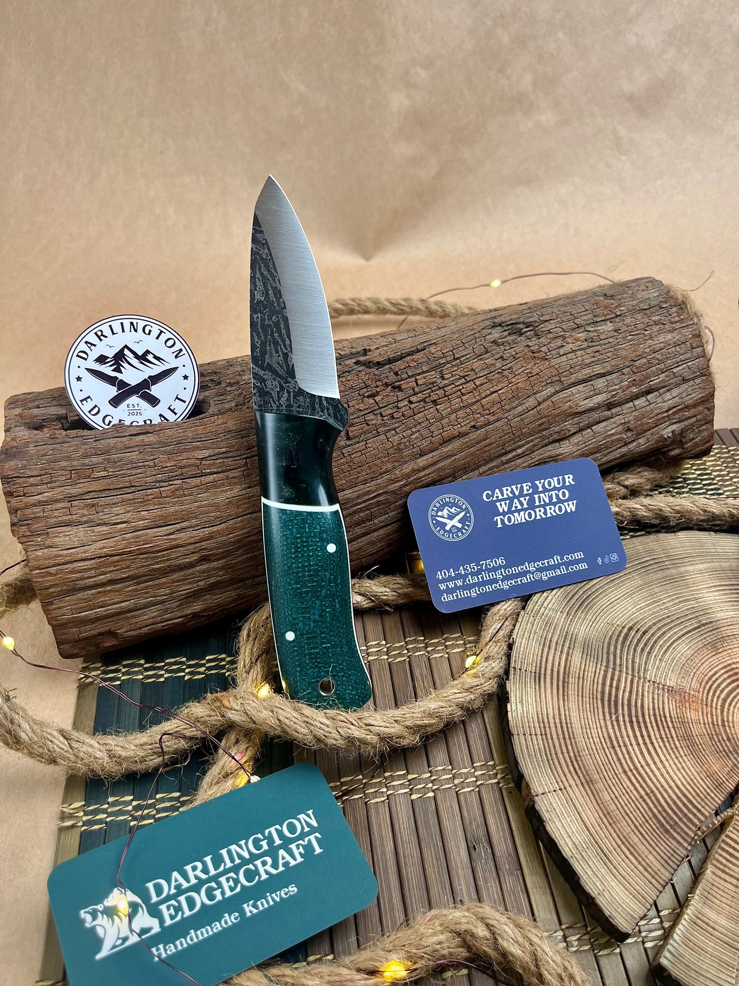 Cowboy - Green Galaxy Bolstered Juniper Green Jute Micarta - Tapered A2