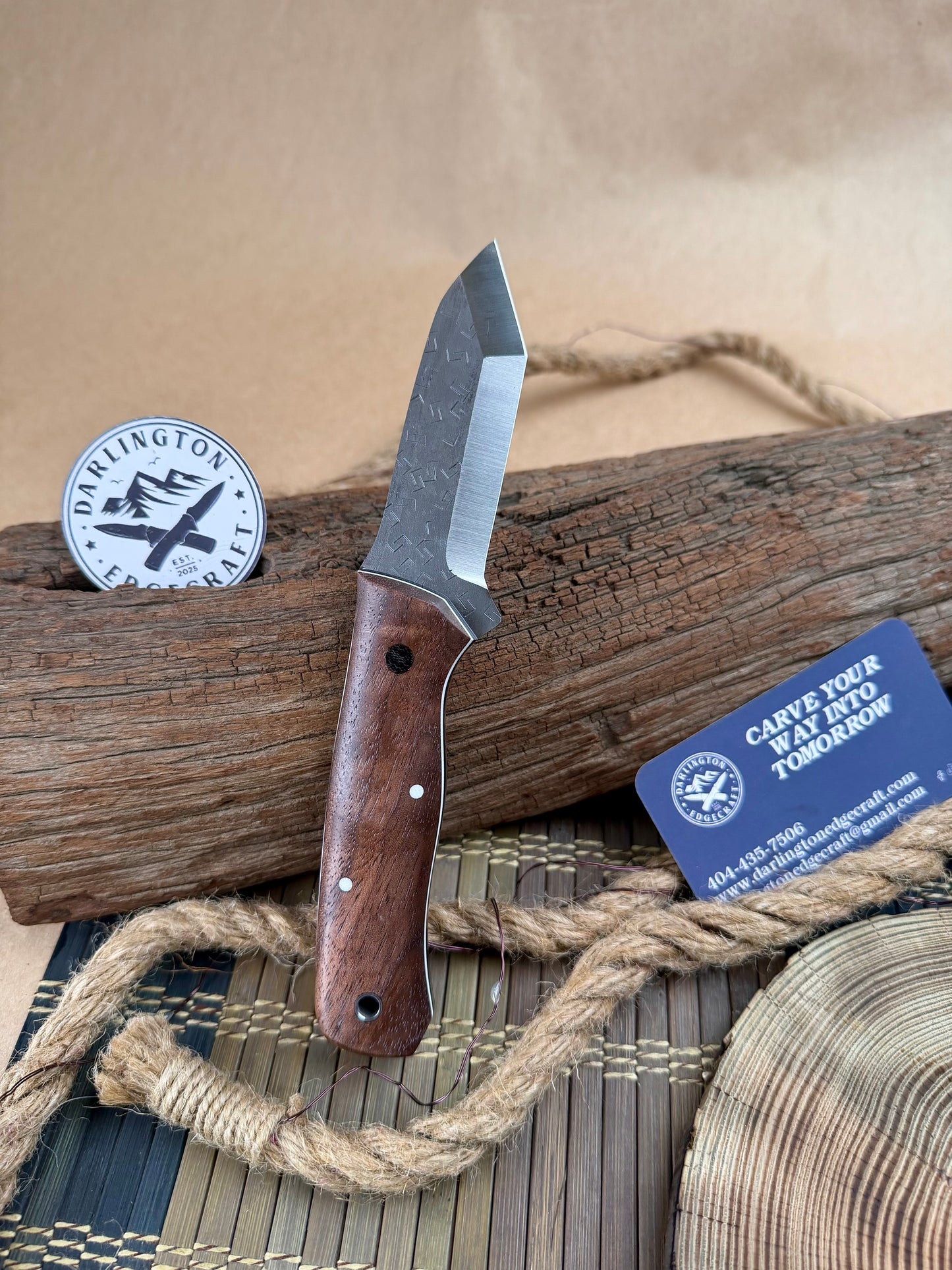 Gideon’s Tanto - Curly Walnut - Tapered Nitro V