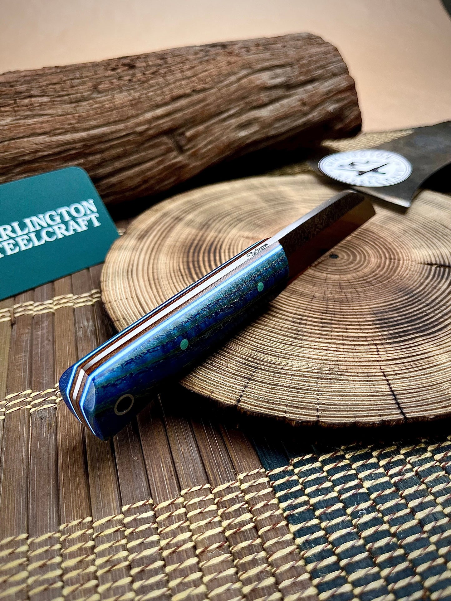 Johnny Bravo - Blue Curly Poplar - Tapered 1084 Steel