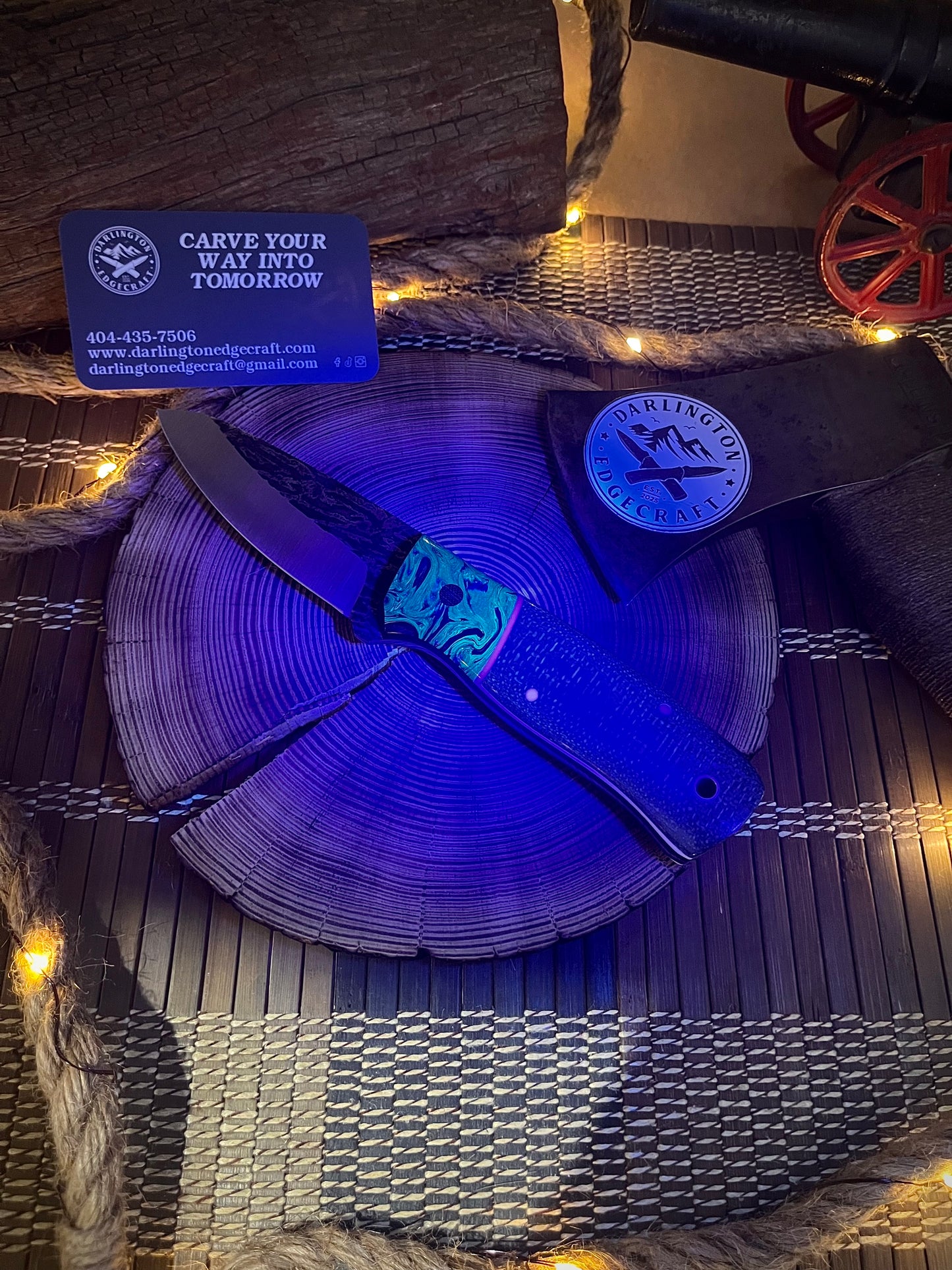 Cowboy - Green Galaxy Bolstered Juniper Green Jute Micarta - Tapered A2