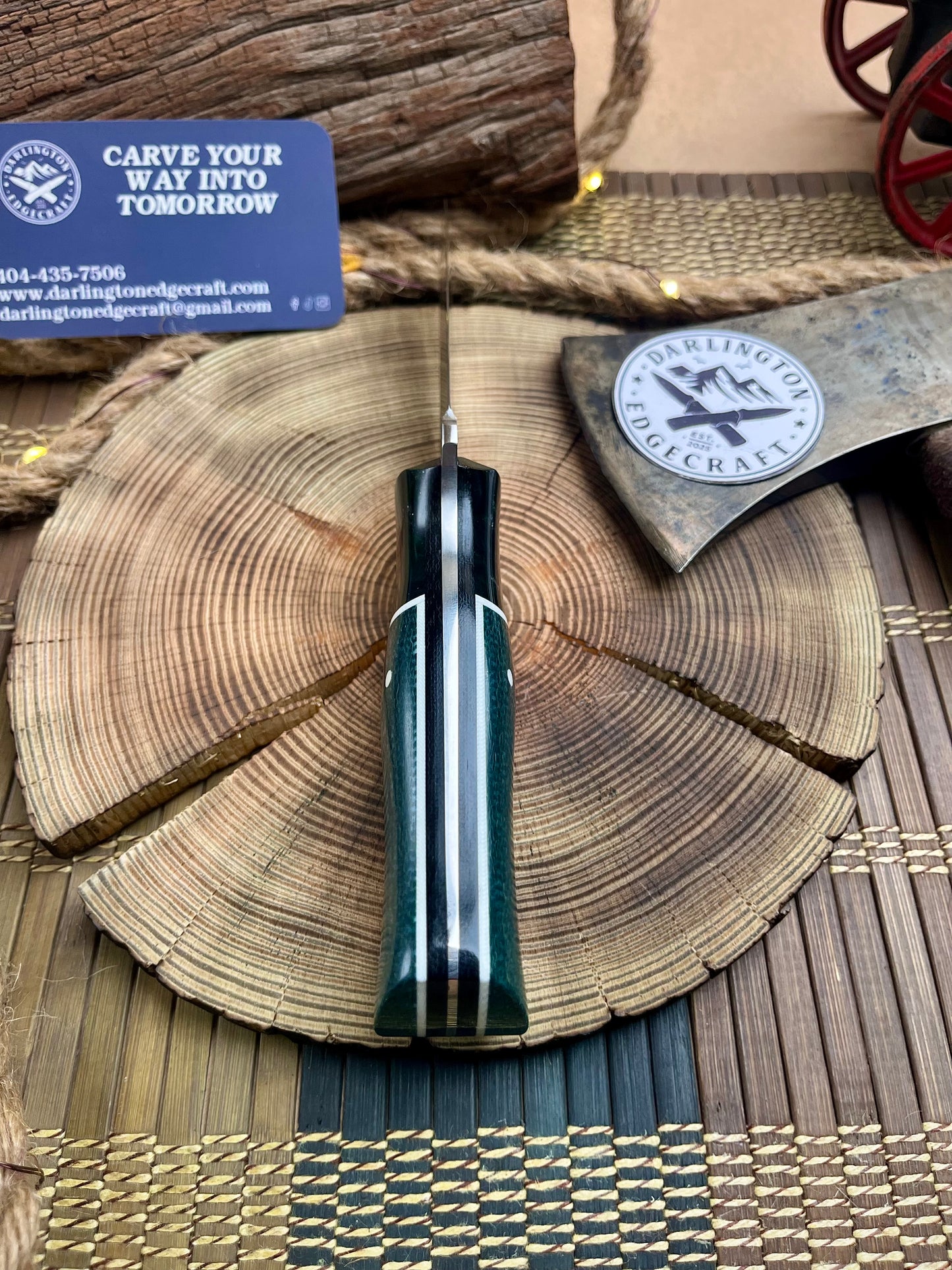 Cowboy - Green Galaxy Bolstered Juniper Green Jute Micarta - Tapered A2