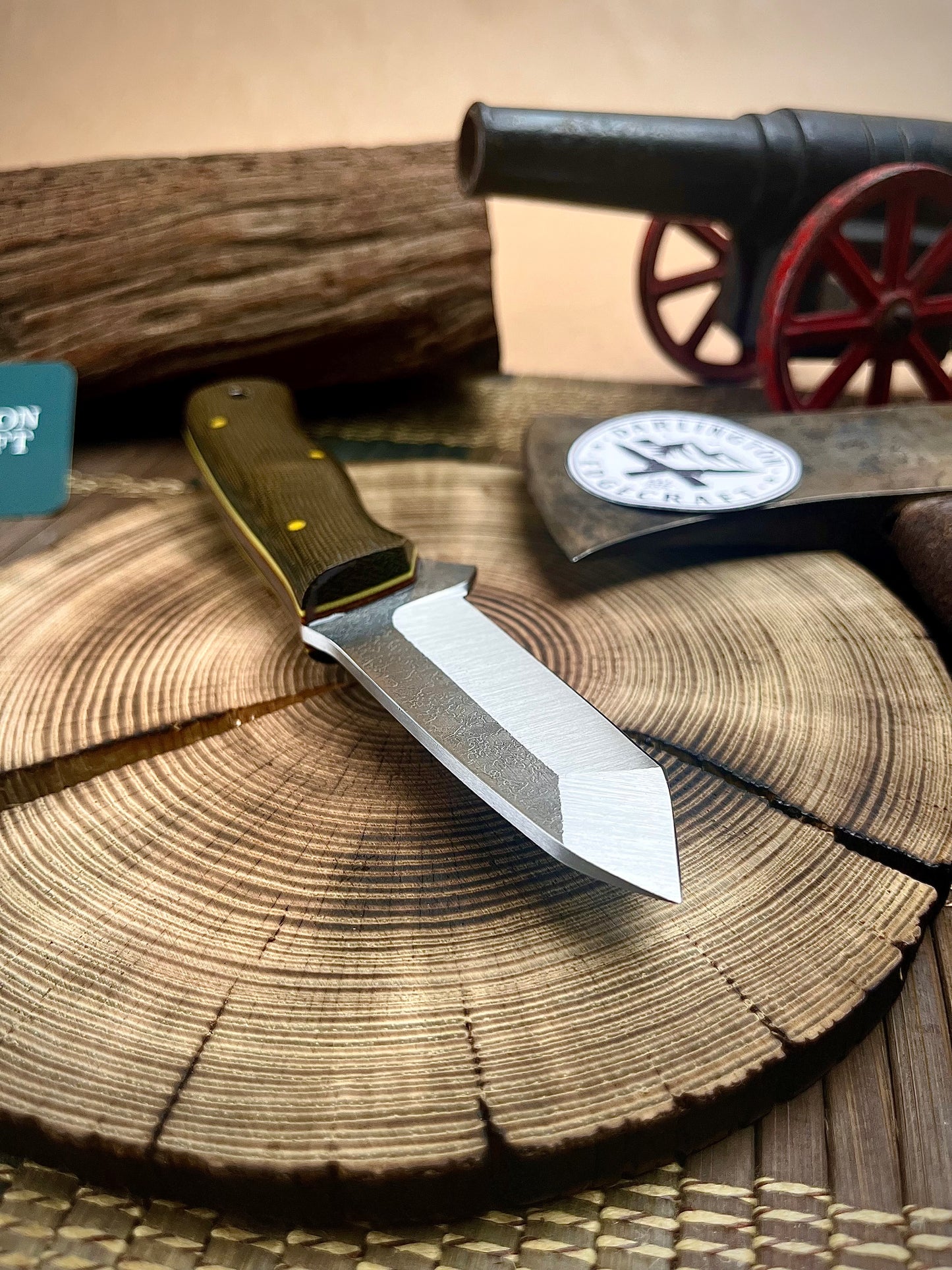 Gideon’s Tanto - Green Linen Micarta - Tapered A2