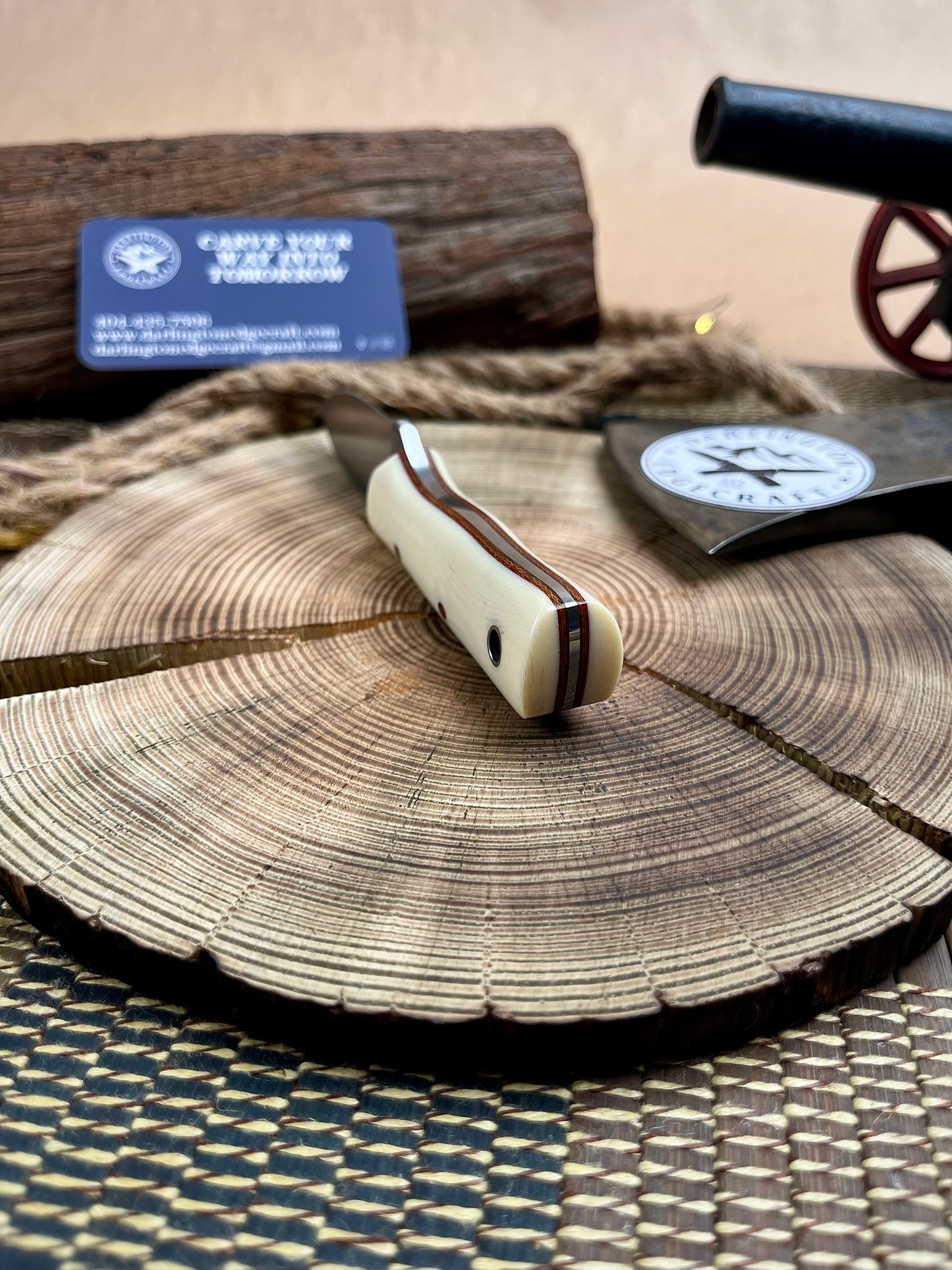 The Pioneer - Ivory Linen Micarta - Tapered A2