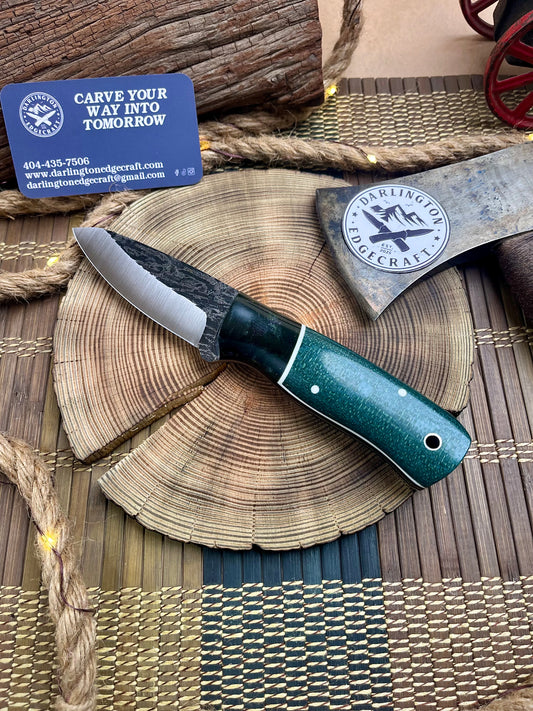 Cowboy - Green Galaxy Bolstered Juniper Green Jute Micarta - Tapered A2