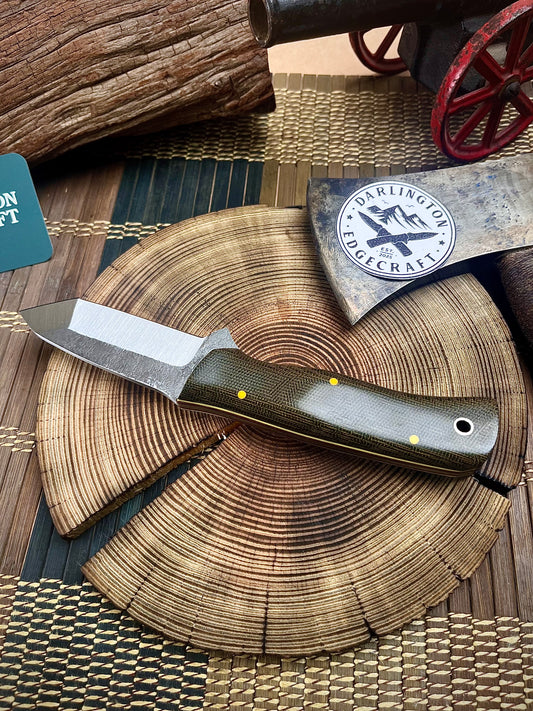 Gideon’s Tanto - Green Linen Micarta - Tapered A2