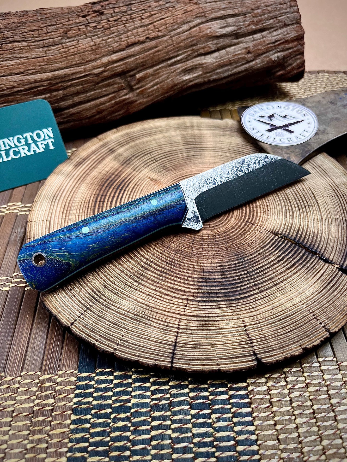 Johnny Bravo - Blue Curly Poplar - Tapered 1084 Steel