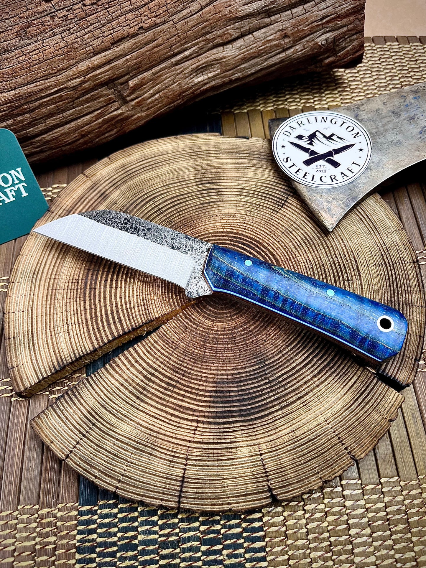 Johnny Bravo - Blue Curly Poplar - Tapered 1084 Steel