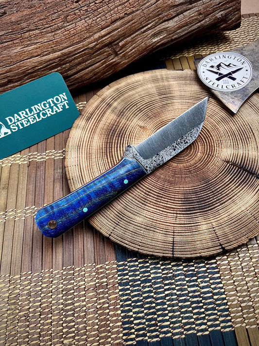 Johnny Bravo - Blue Curly Poplar - Tapered 1084 Steel