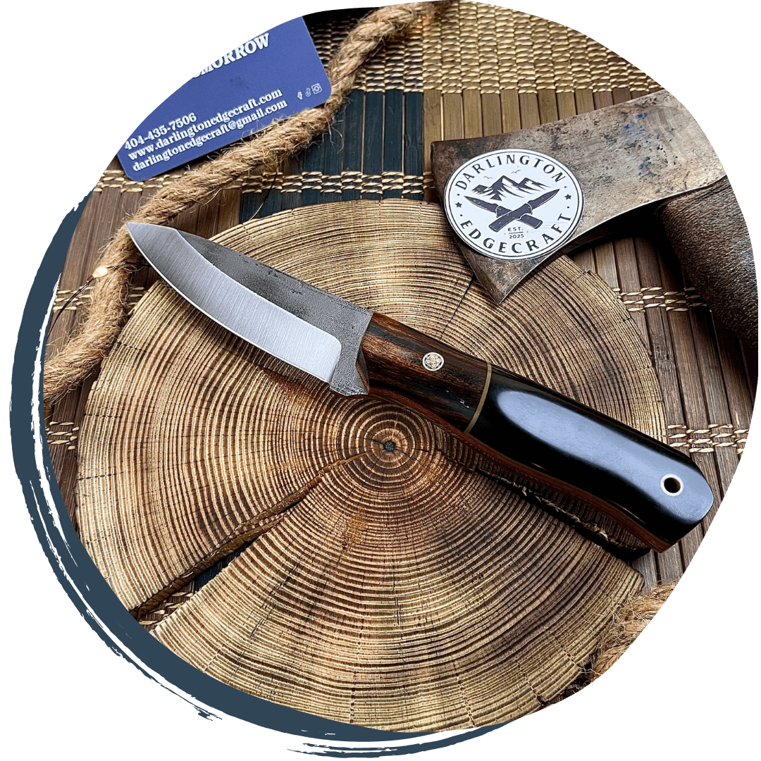 handmade knife with dark wooden handle